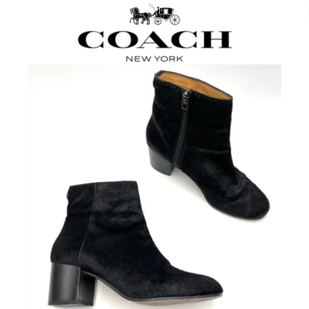 Coach Black ‘bonnie' Calf Hair Zip Boots/Booties size 9B